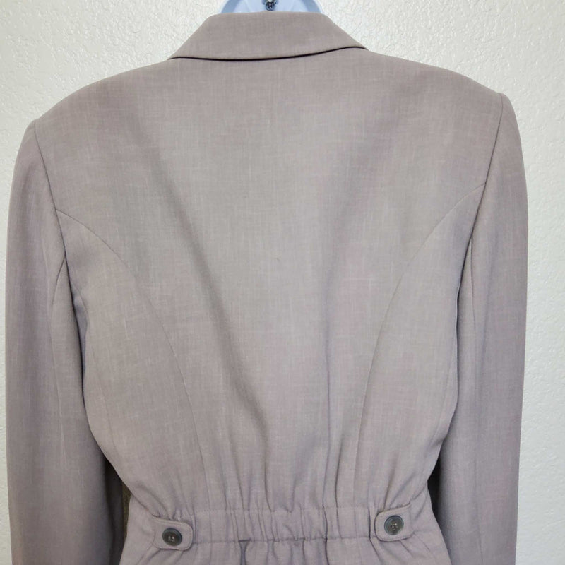 Kasper Beige Blazer with Zippered Sleeves & Pockets, Women's Size 10 - Trinity Thrift