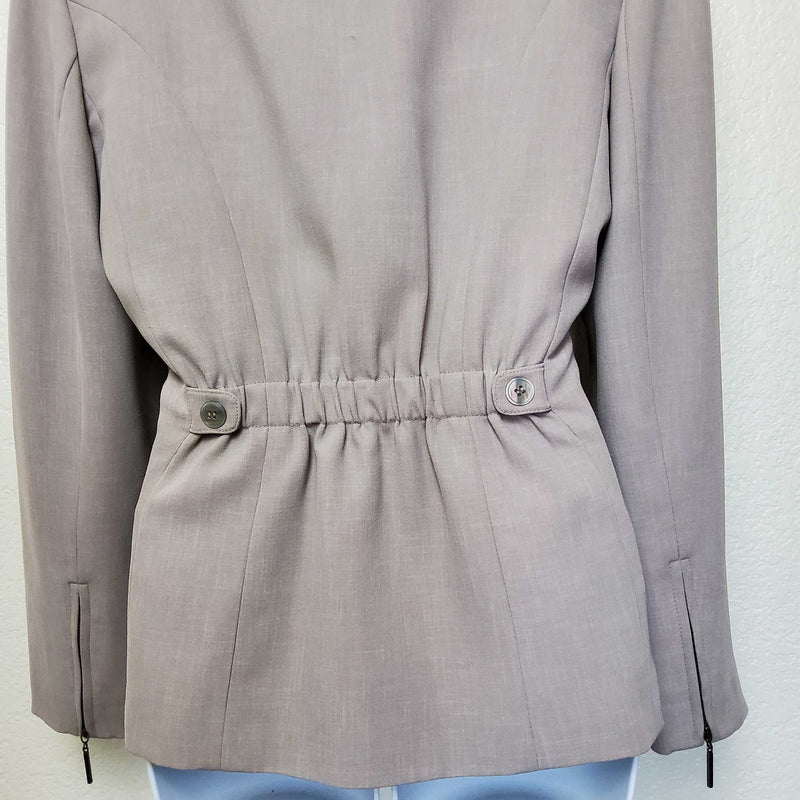 Kasper Beige Blazer with Zippered Sleeves & Pockets, Women's Size 10 - Trinity Thrift