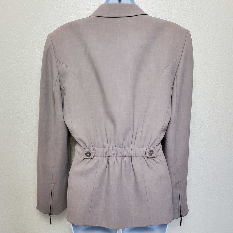 Kasper Beige Blazer with Zippered Sleeves & Pockets, Women's Size 10 - Trinity Thrift