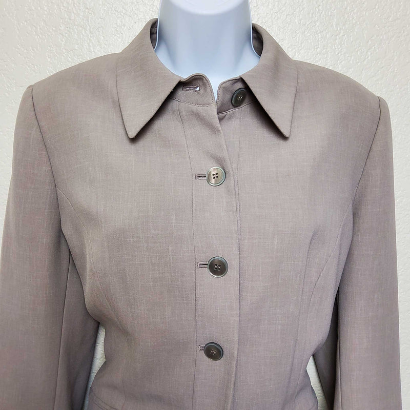 Kasper Beige Blazer with Zippered Sleeves & Pockets, Women's Size 10 - Trinity Thrift