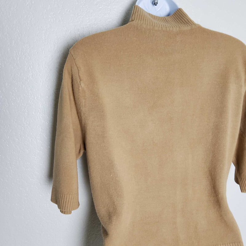 Kasper & Co. Beige Mock Turtleneck Sweater Blouse, Women's Medium - Trinity Thrift