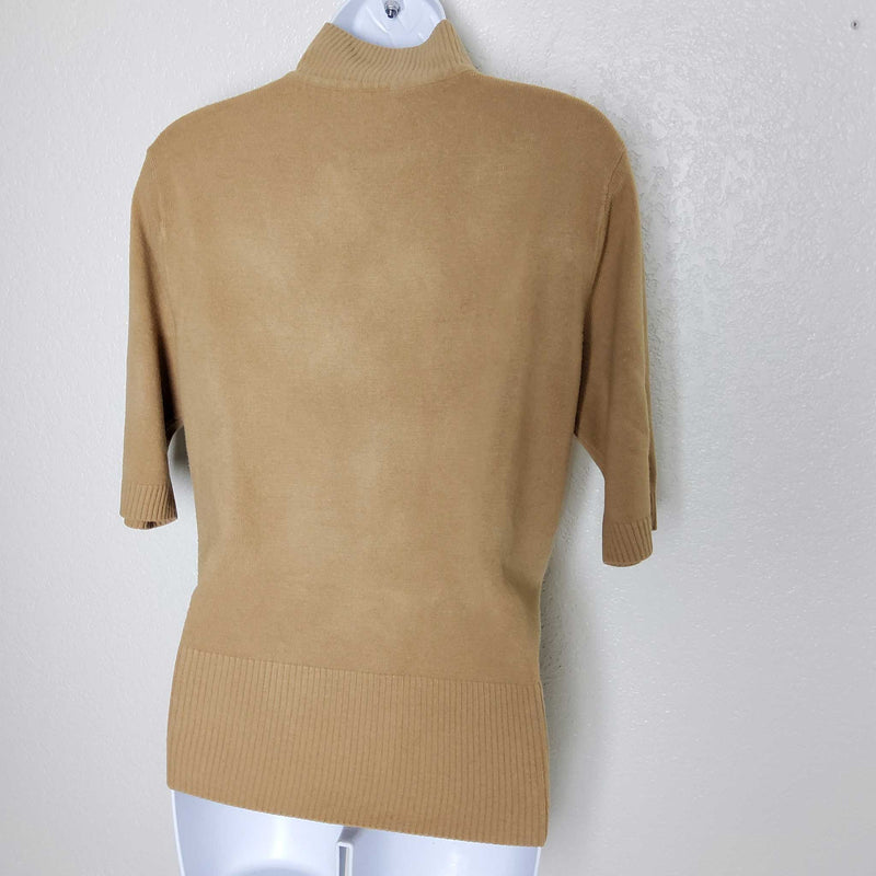 Kasper & Co. Beige Mock Turtleneck Sweater Blouse, Women's Medium - Trinity Thrift