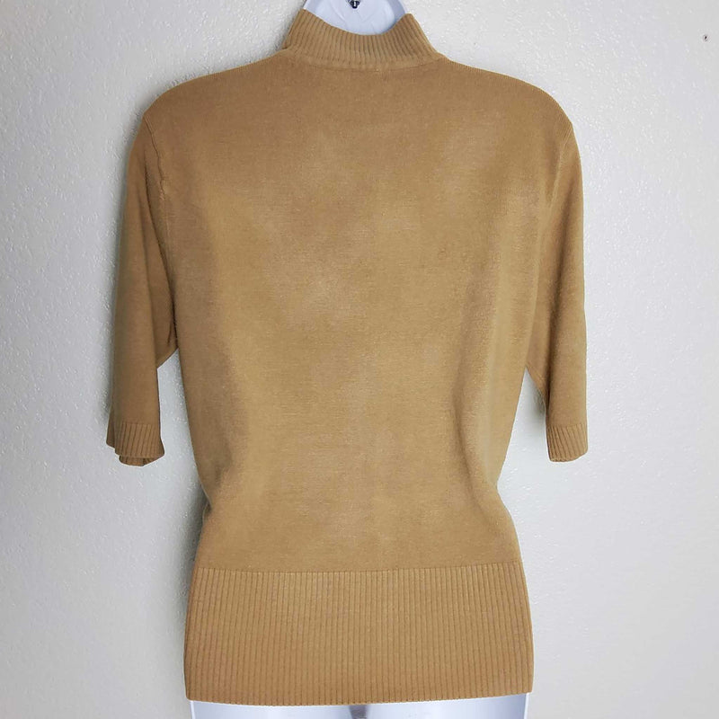 Kasper & Co. Beige Mock Turtleneck Sweater Blouse, Women's Medium - Trinity Thrift