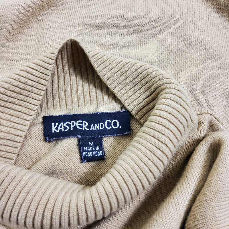 Kasper & Co. Beige Mock Turtleneck Sweater Blouse, Women's Medium - Trinity Thrift