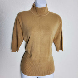 Kasper & Co. Beige Mock Turtleneck Sweater Blouse, Women's Medium - Trinity Thrift