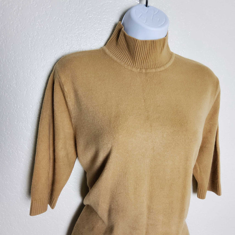 Kasper & Co. Beige Mock Turtleneck Sweater Blouse, Women's Medium - Trinity Thrift