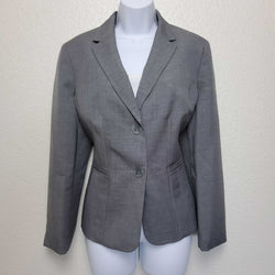 Kasper Gray Blazer with Zippered Pockets, Women's Size 12 - Trinity Thrift