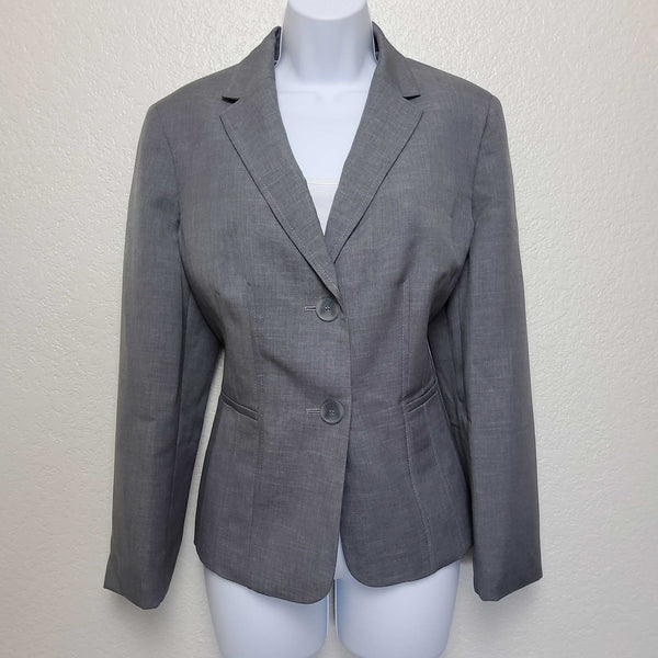 Kasper Gray Blazer with Zippered Pockets, Women's Size 12 - Trinity Thrift