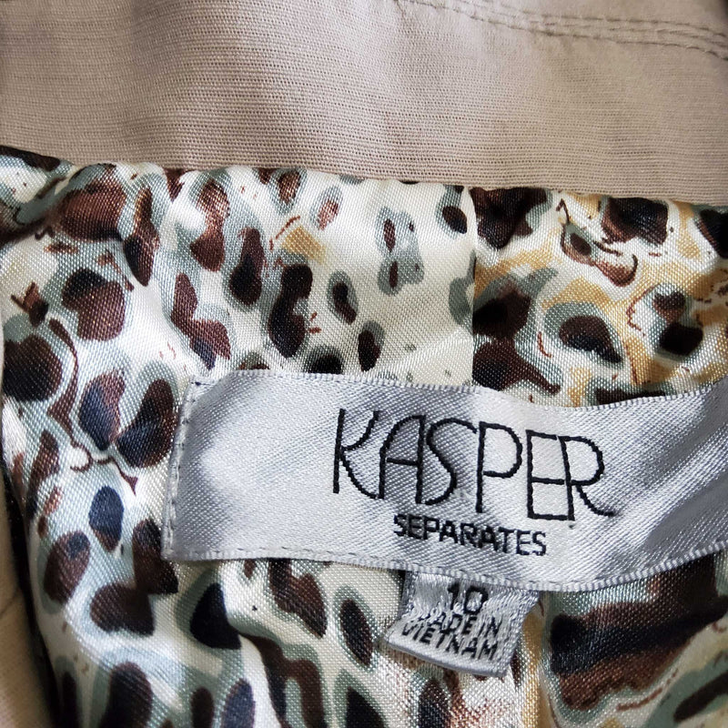 Kasper Sand Blazer with Leopard Print Lining, Womens Size 10 - Trinity Thrift