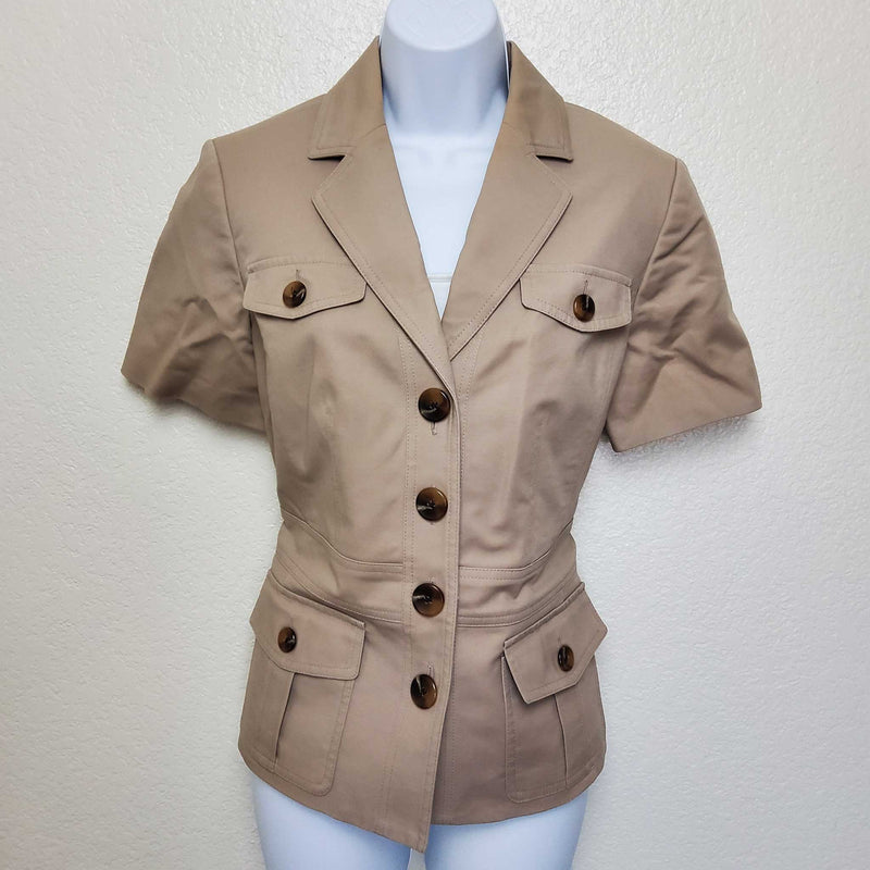 Kasper Sand Blazer with Leopard Print Lining, Womens Size 10 - Trinity Thrift