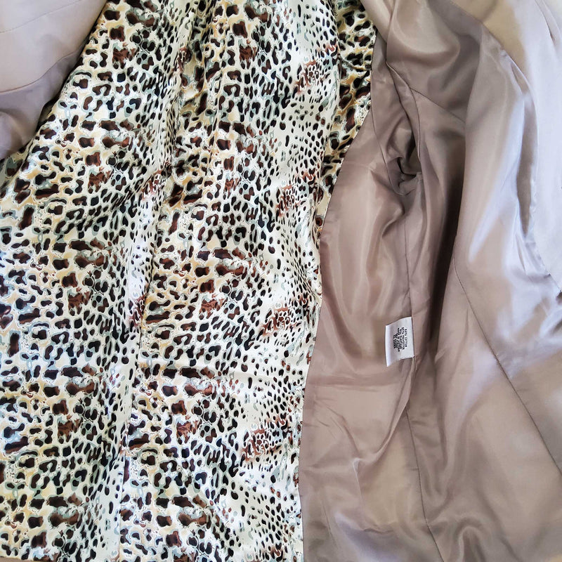 Kasper Sand Blazer with Leopard Print Lining, Womens Size 10 - Trinity Thrift