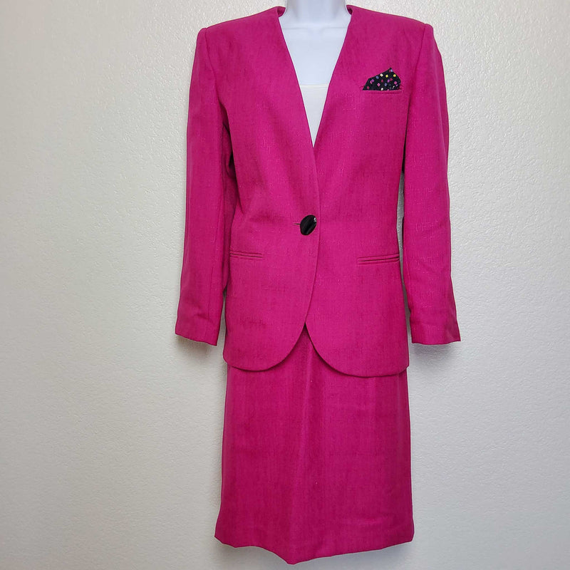 Kasper Hot Pink 2-Piece Skirt Suit, Women's Size 10