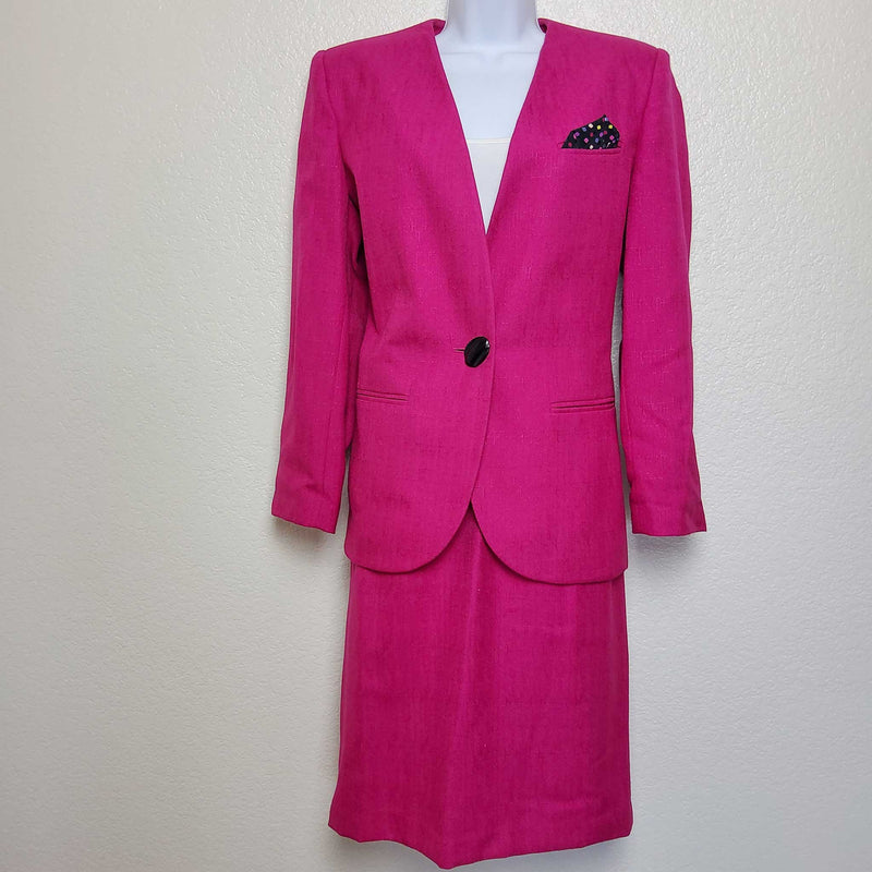 Kasper Hot Pink 2-Piece Skirt Suit, Women's Size 10