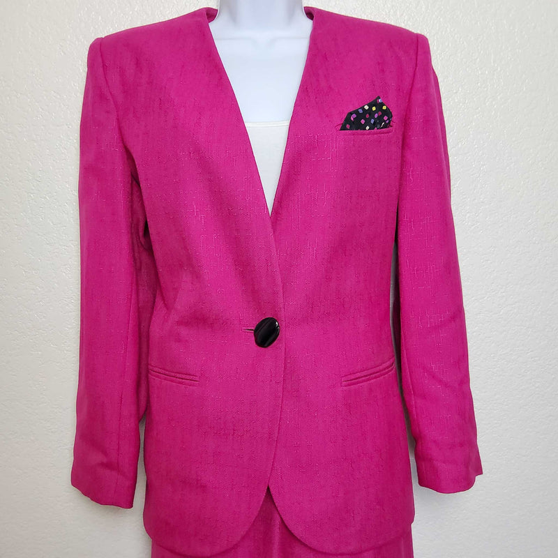 Kasper Hot Pink 2-Piece Skirt Suit, Women's Size 10