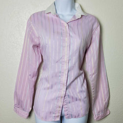 Lady Van Heusen Pink Button-Up Long-Sleeve Shirt, Women's Size 10 - Trinity Thrift