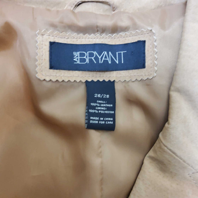 Lane Bryant Tan Leather Button-Up Jacket, Women's Size 26/28