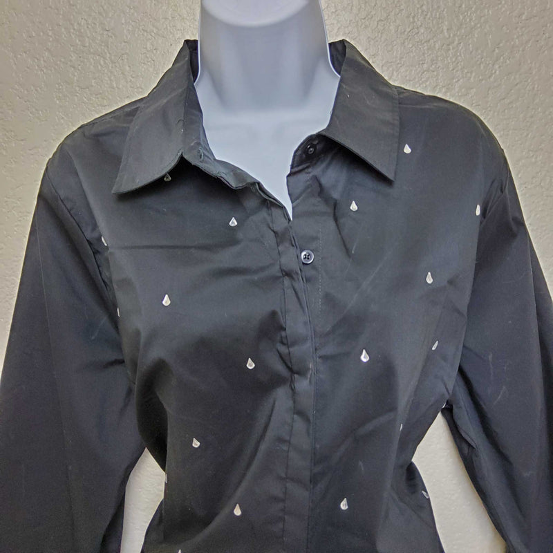 Laura Scott Black Button-up Sequined Blouse, Women's Size 1X - Trinity Thrift