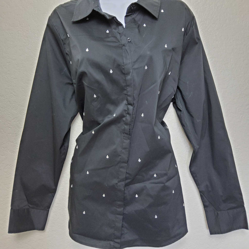 Laura Scott Black Button-up Sequined Blouse, Women's Size 1X - Trinity Thrift