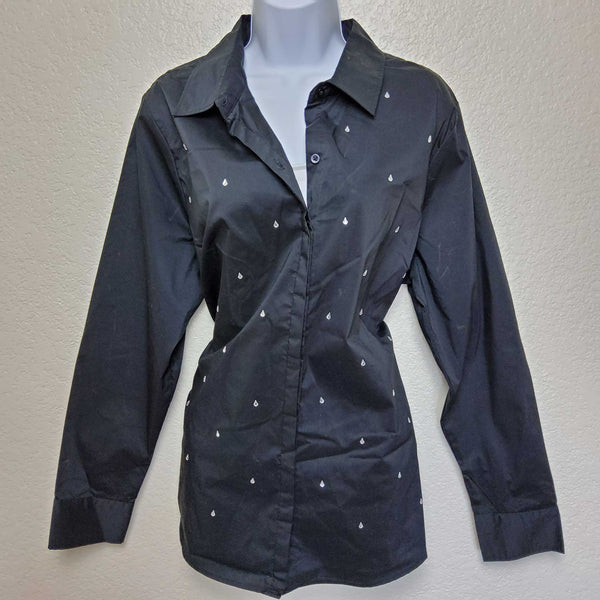 Laura Scott Black Button-up Sequined Blouse, Women's Size 1X - Trinity Thrift