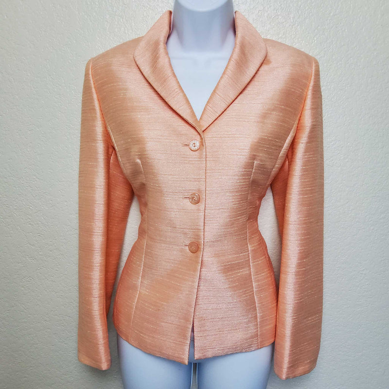 Le Suit Pink Metallic Blazer, Women's Petite Size 6 - Trinity Thrift