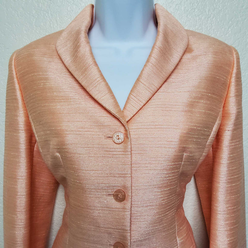 Le Suit Pink Metallic Blazer, Women's Petite Size 6 - Trinity Thrift