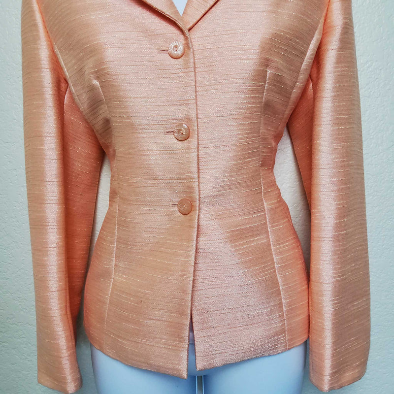 Le Suit Pink Metallic Blazer, Women's Petite Size 6 - Trinity Thrift