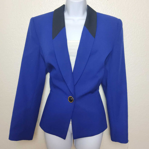 LeSuit Blue Blazer with Black Collar, Women's Size 12