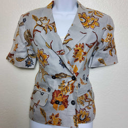 Liz Claiborne Silver Floral Pattern Blazer - Trinity Thrift