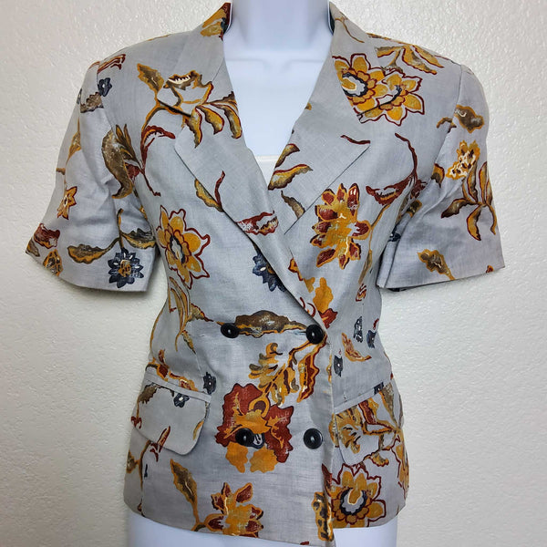 Liz Claiborne Silver Floral Pattern Blazer - Trinity Thrift