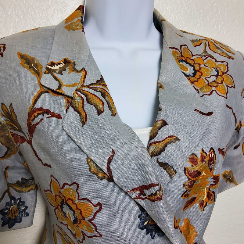 Liz Claiborne Silver Floral Pattern Blazer - Trinity Thrift