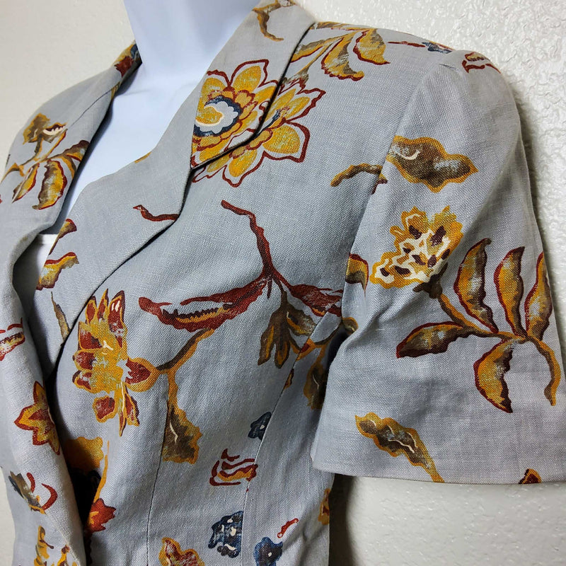 Liz Claiborne Silver Floral Pattern Blazer - Trinity Thrift