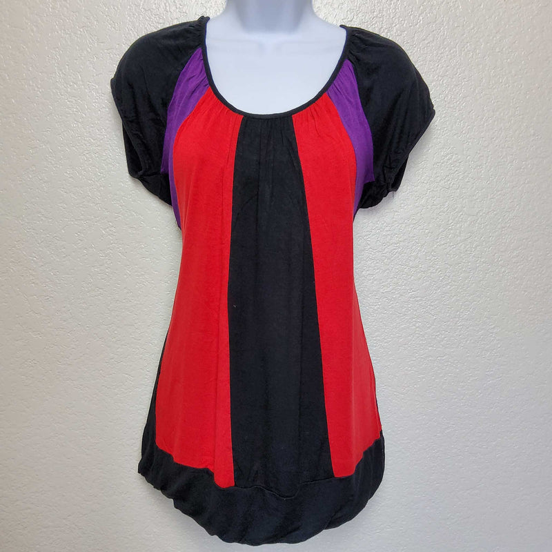 Maurice's Red Black & Purple Scoop-Neck Blouse, Women's Large - Trinity Thrift