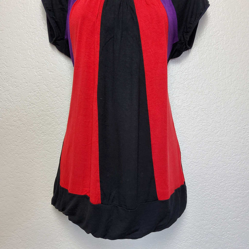 Maurice's Red Black & Purple Scoop-Neck Blouse, Women's Large - Trinity Thrift