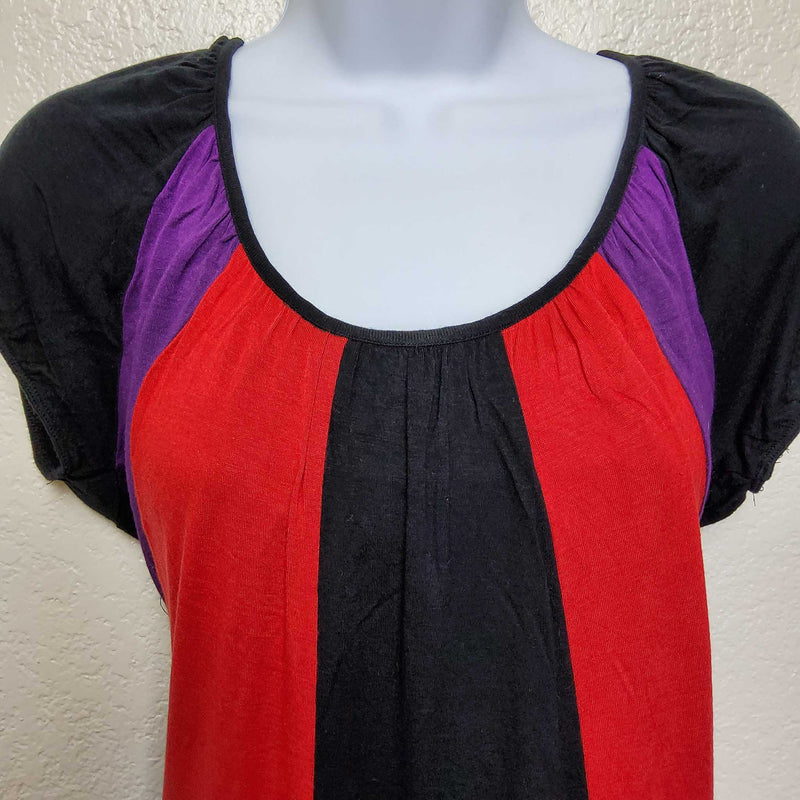 Maurice's Red Black & Purple Scoop-Neck Blouse, Women's Large - Trinity Thrift