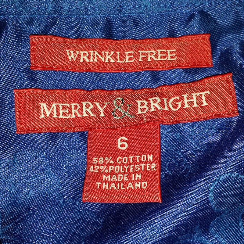 Merry & Bright Blue Snowflake Button-Up Christmas Shirt, Women's Size 6 - Trinity Thrift