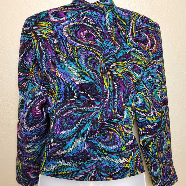 Molly & Max Black and Purple Swirl Pattern Blazer, Women's Petite Small - Trinity Thrift