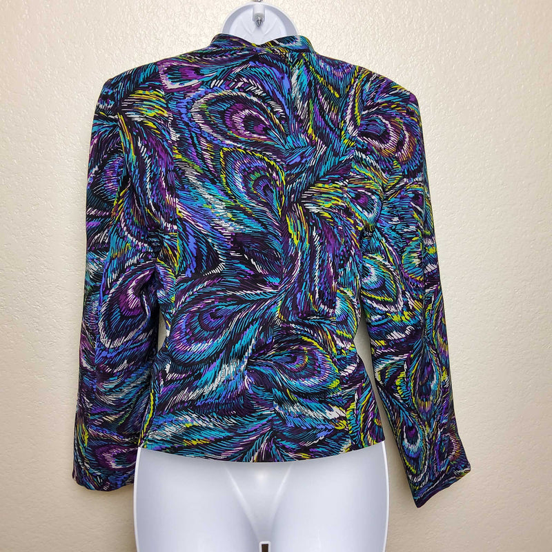 Molly & Max Black and Purple Swirl Pattern Blazer, Women's Petite Small - Trinity Thrift