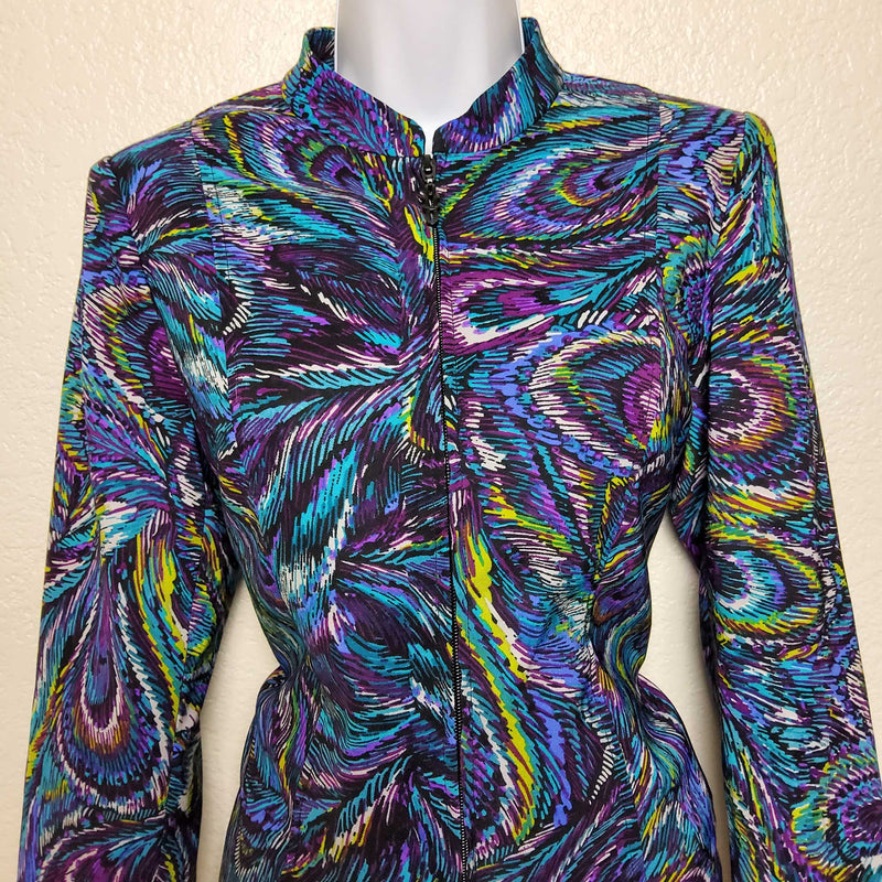 Molly & Max Black and Purple Swirl Pattern Blazer, Women's Petite Small - Trinity Thrift