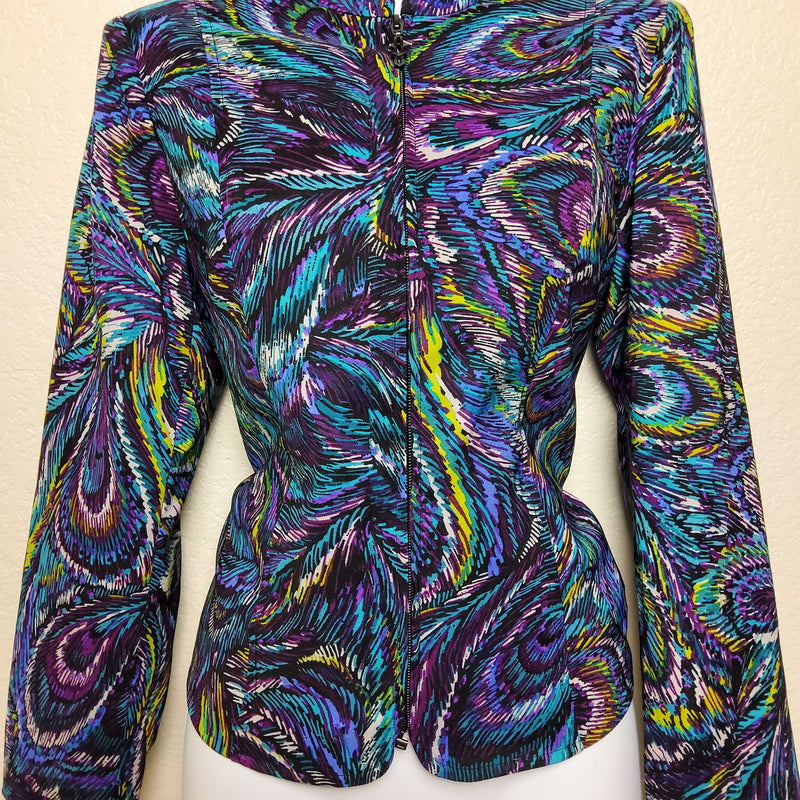 Molly & Max Black and Purple Swirl Pattern Blazer, Women's Petite Small - Trinity Thrift