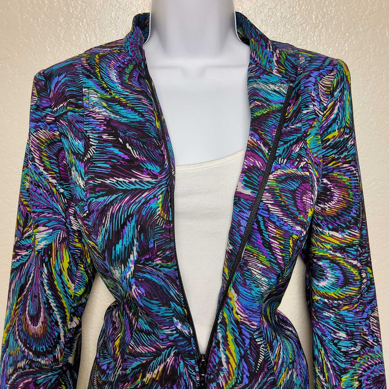 Molly & Max Black and Purple Swirl Pattern Blazer, Women's Petite Small - Trinity Thrift