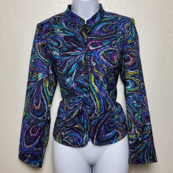 Molly & Max Black and Purple Swirl Pattern Blazer, Women's Petite Small - Trinity Thrift