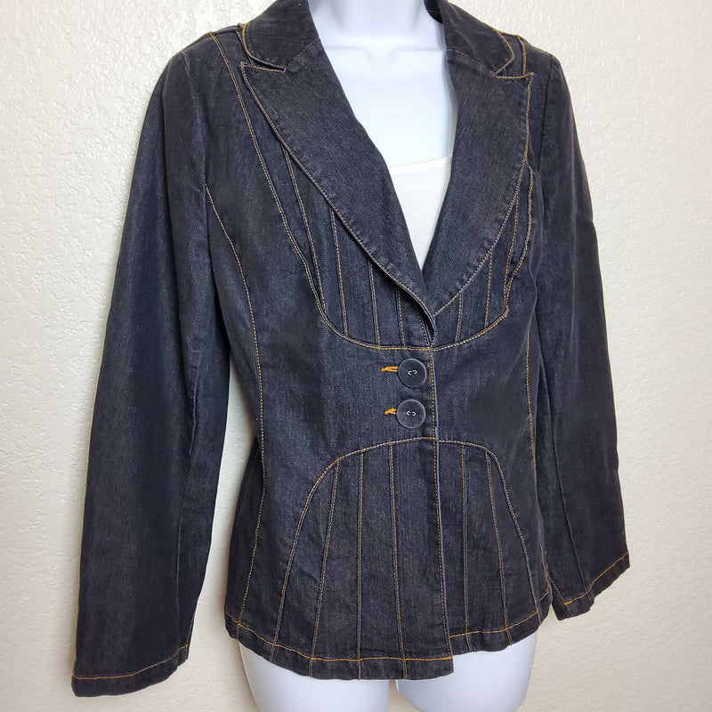 Monroe & Maine Blue Jean Jacket with Gold Stitching, Women's Size 6