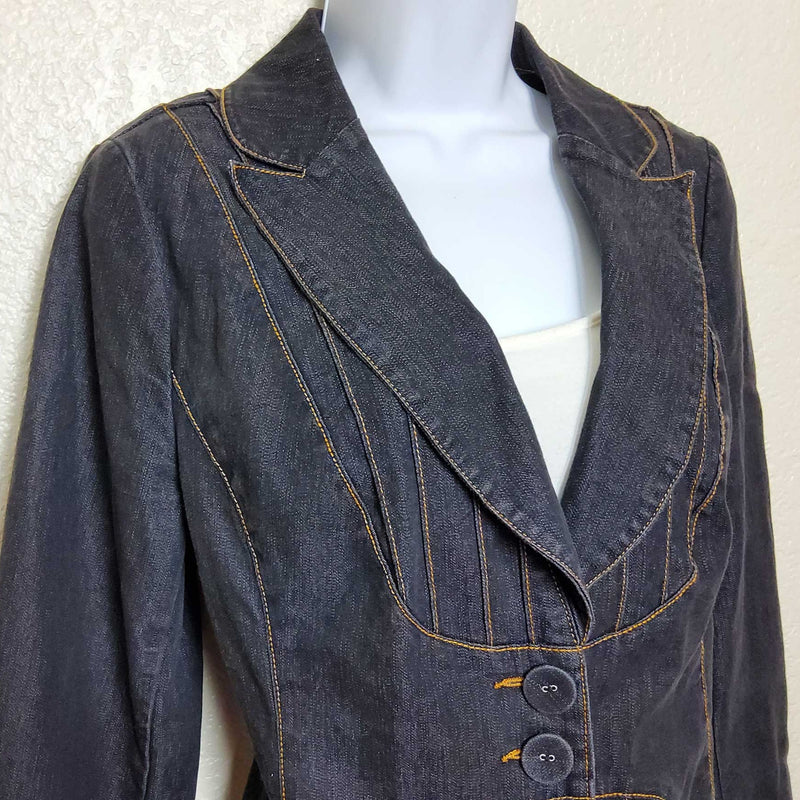 Monroe & Maine Blue Jean Jacket with Gold Stitching, Women's Size 6