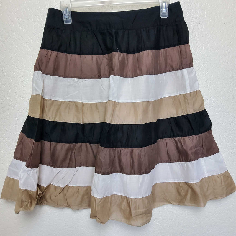 Mossimo Brown Beige and Cream Pleated A-Line Skirt, Women's Size 2 - Trinity Thrift