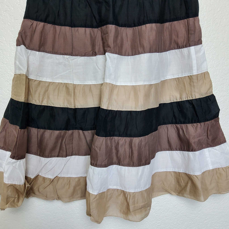 Mossimo Brown Beige and Cream Pleated A-Line Skirt, Women's Size 2 - Trinity Thrift