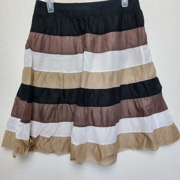 Mossimo Brown Beige and Cream Pleated A-Line Skirt, Women's Size 2 - Trinity Thrift