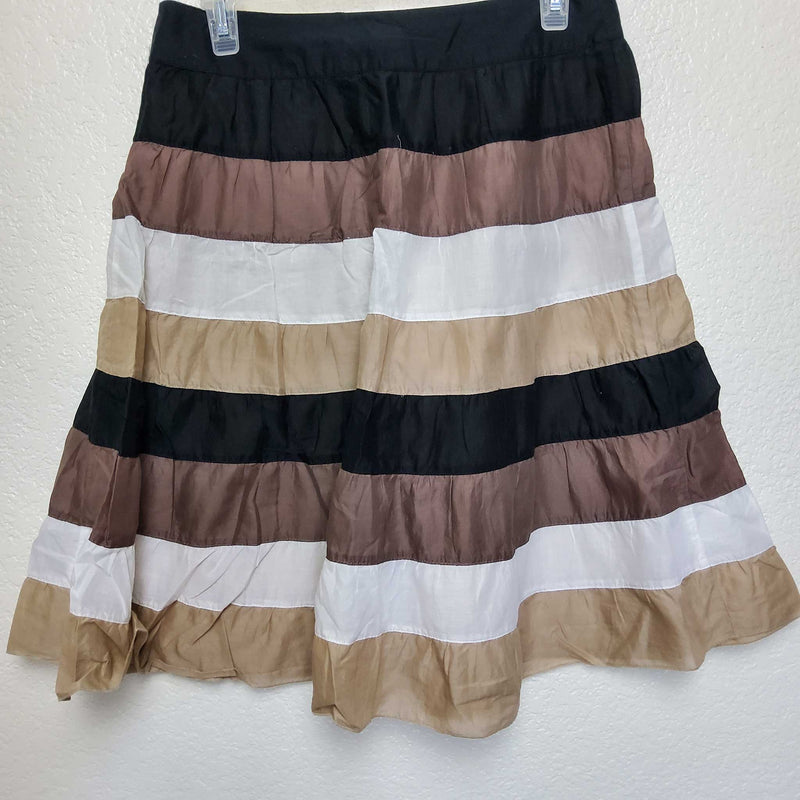 Mossimo Brown Beige and Cream Pleated A Line Skirt Women s Size 2