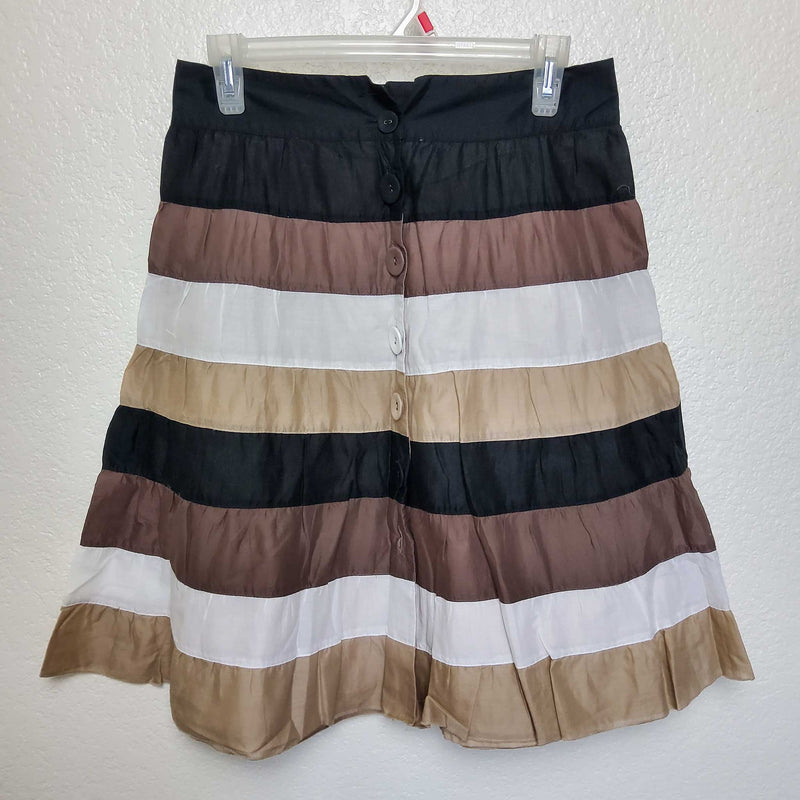 Mossimo Brown Beige and Cream Pleated A-Line Skirt, Women's Size 2 - Trinity Thrift