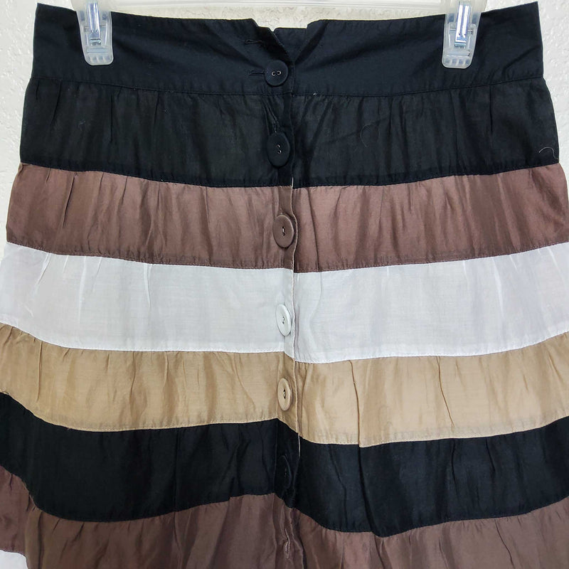 Mossimo Brown Beige and Cream Pleated A-Line Skirt, Women's Size 2 - Trinity Thrift