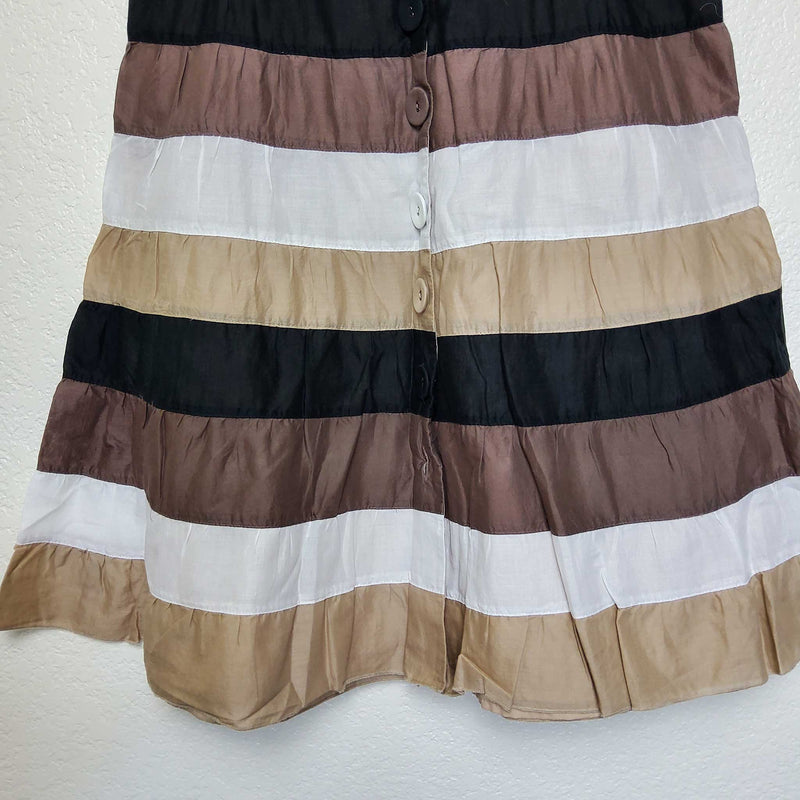 Mossimo Brown Beige and Cream Pleated A-Line Skirt, Women's Size 2 - Trinity Thrift